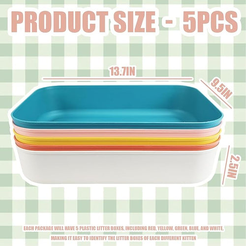 5PCS Small Litter Box, Plastic Kitten Litter Box, 13.9 x 9.8 x 3 Inch Open - Image 2