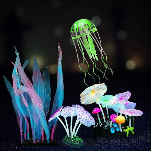 4-Pack Silicone Fluorescent Aquarium Plants & Decor by Unknown