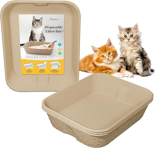 4 Pack Disposable Cat Litter Boxes, Durable Leak-Proof Cardboard Kitty Litter by Unknown