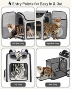 Cat Backpack Carrier with Built-in Cooling Fan & Heating Pad, Expandable Pet - Image 6
