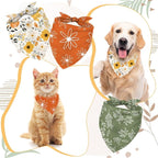 Whaline 4Pcs Boho Pet Bandanas Spring Daisy Dog Scarf Washable Adjustable - Image 3