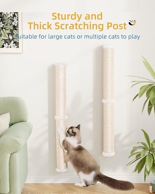 68" Cat Wall Scratcher, 2-Pcs of 34inch Tall Sisal Scratching Posts, Wall - Image 2
