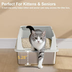 TENTIZON Large Stainless Steel Cat Litter Box, Open Top Metal Kitty Litter Tray - Image 6