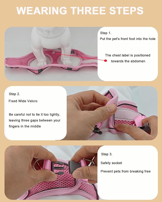 XXS Black Soft Mesh Dog Harness and Leash Set, No Escape Puppy Harnesses - Image 5