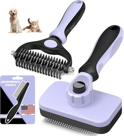 3PCS Self Cleaning Slicker Brush & Pet Grooming Rake & Flea Comb by Augwind
