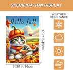 Hello Fall Garden Flag Cute Kitten Pumpkin Hat Scarf Flag 12x18 Inch Autumn Pet - Image 3