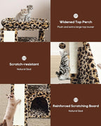 Small Leopard Print Cat Tree for Indoor Cats | Short Tower - Image 4