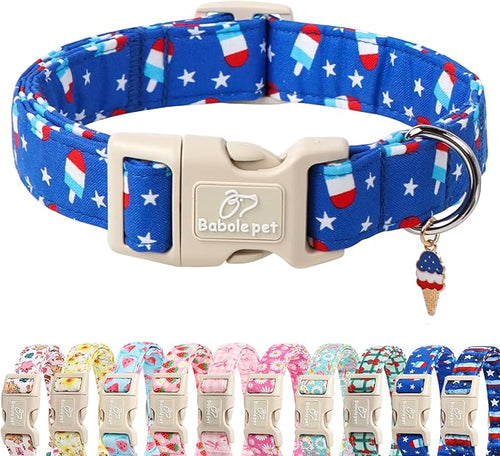 4th of July Dog Collar, Summer Popsicle Patriotic Dog Collars by Babolepet