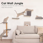 FUKUMARU Cat Wall Shelves, Stable & Safe 4 in 1 Cat Wall Mounted Furniture Set - Image 2