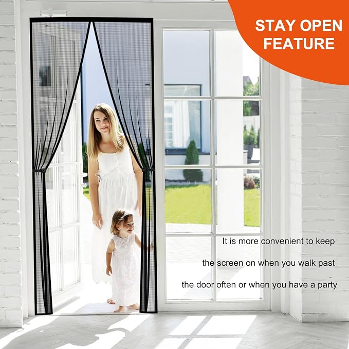 Fiberglass Magnetic Screen Door Fit Door Size 36 x 78 in- Heavy Duty Fiberglass - Image 3