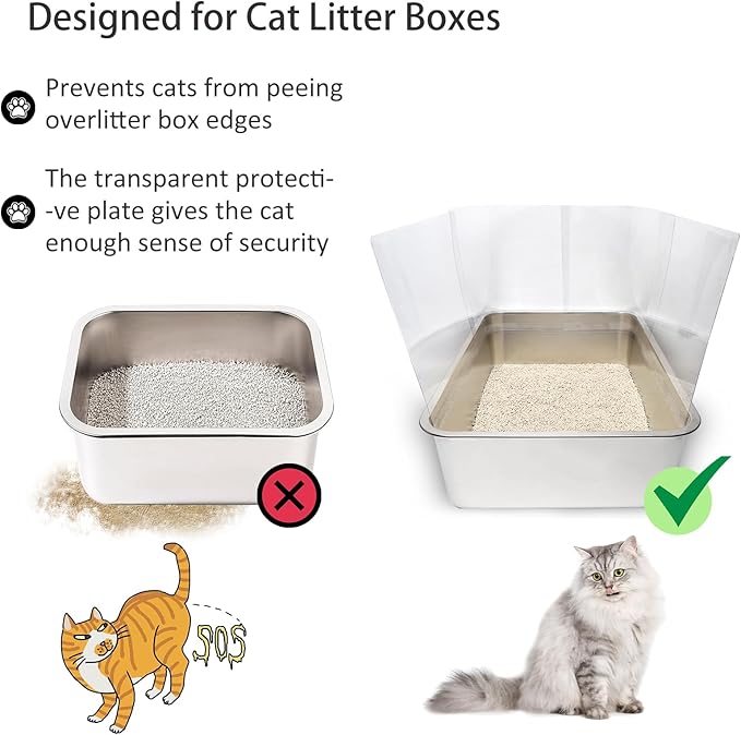 9PCS Cat Litter Box Pee Shields, Transparent Easy Clean Splash Guard - Image 4