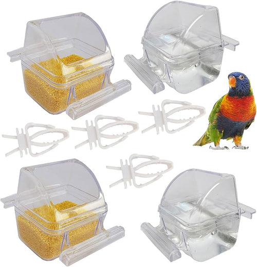4 Pack Bird Feeders for Cage No Mess Parakeet Food Bowl by ORIBUKI