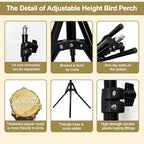 3-Layer 16-63 Inch Height Adjustable Bird Perch Pepper Wood Birds Training - Image 5