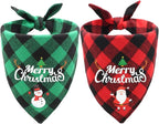 Christmas Dog Bandanas 2PCS-Small, Classic Plaid Triangle Holiday Scarf by CozyHaus