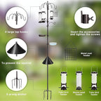 6-Hook Bird Feeding Station Kit Wild Bird Feeder Stand Pole, Mesh Tray and - Image 3