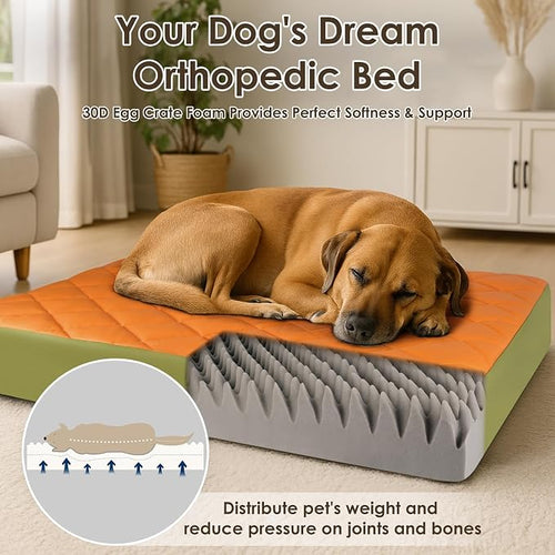 35.5" x 23.5" x 4.7" Large Orthopedic Dog Beds, Waterproof Faux Leather Memory - Image 2