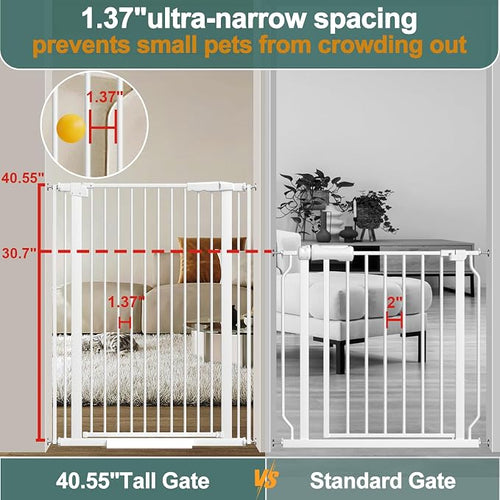 40.55" Tall, 34.05-45.86 Inch Wide, 1.37" Ultra Narrow Spacing Dog Pet Baby - Image 2