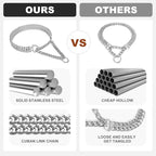 Silver Dog Chain Collar, Stainless Steel, Adjustable, Metal Cuban Link - Image 3