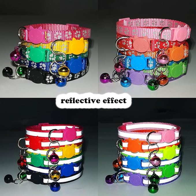 Pink Breakaway Cat Collar with Bells, Break Away Kitten Collar with Bells - Image 3