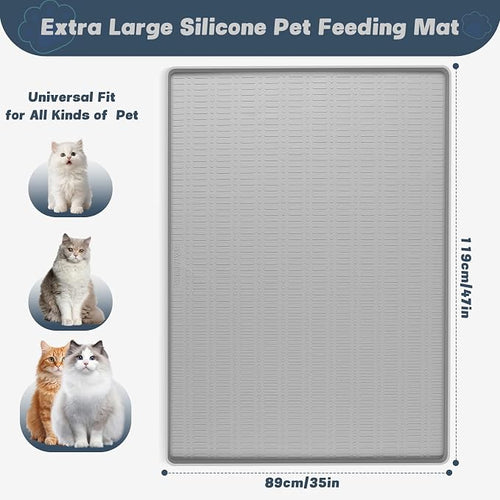 47" x 35" Silicone Cat Food Mat, Waterproof Pet Feeding Mat - Image 2