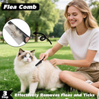 3PCS Self Cleaning Slicker Brush & Pet Grooming Rake & Flea Comb - Image 6