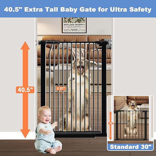 40.5" Extra Tall Baby Gate for Stairs, 29.5"-40.5" Extra Wide Dog Gate Indoor - Image 2