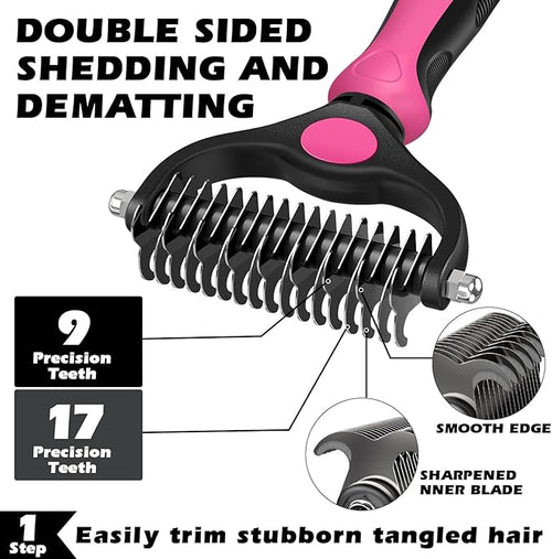 3PCS Self Cleaning Slicker Brush & Pet Grooming Rake & Flea Comb - Image 2