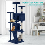 FDW | 70" Cat Tree Tower | Navy Blue | Multi-Level Indoor Activity Center - Image 2