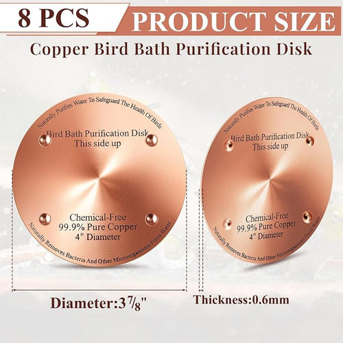 8 Pcs Bird Bath Copper Disk, 0.6mm Thick Reinforced 99.99% Pure Copper Birdbath - Image 2