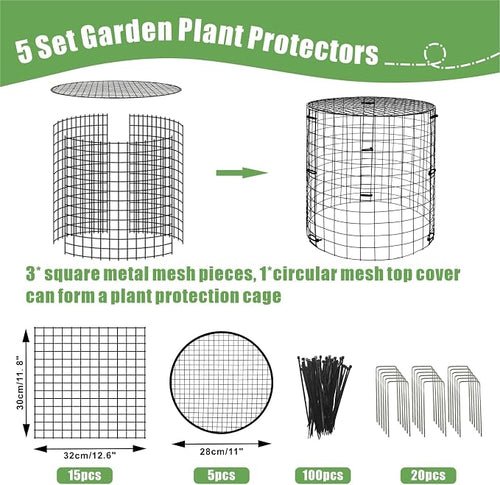 5 Packs Garden Plant Protectors from Animals, Metal Plant Cage Chicken Wire - Image 2