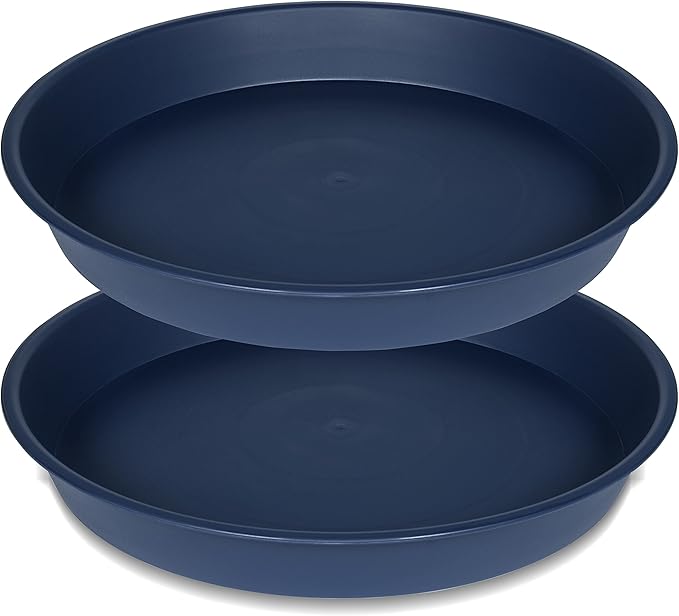 2 Pack of 10 inch Plant Saucer Gray, Heavy Duty Plastic Plant Saucer 10 inch by Bleuhome