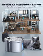 Wireless Cat Water Fountain Stainless Steel FEELNEEDY Smart Pet Water Fountain - Image 3