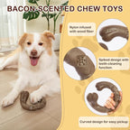 Tough Dog Toys for Aggressive Chewers, Bacon Scented & Curved Nylon Bone to - Image 3