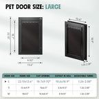 Dog Door for Door All Aluminum 3 Flaps Black, Large Dog Doggy Doggie Door - Image 6