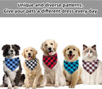 Boy Dog Bandana XLarge-Blue Black Dog Scarf Buffalo Plaid Printing Adjustable - Image 4