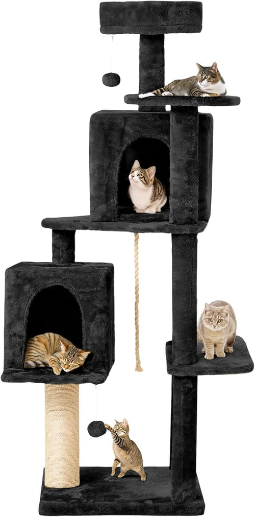56-Inch Cat Tree for Large Cats, Sisal Scratching Posts & Hanging Toys – Sturdy by TSCOMON