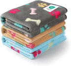 Luciphia 1 Pack 3 Blankets Fluffy Premium Fleece Pet Blanket Flannel Paw by luciphia