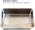 XXL Stainless Steel Cat Litter Box, Includes Catnip Fish Toy & Wand Feather Toy - Image 3