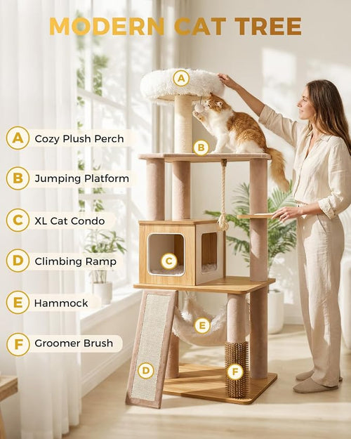 61" Modern Cat Tree Tower for Indoor Cats, Luxury Climbing Tower - Image 2