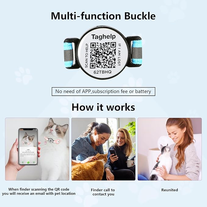 Reflective Kitten Collars with Bell, Cat Collar Breakaway with QR Code Name Tag - Image 4