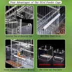 No Mess Bird Feeder for Cage, Automatic Acrylic No Mess Bird Feeder Cage for - Image 3