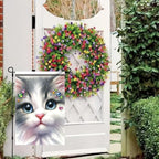 Cute Kitty Garden Flag 12x18 Inch Bling Rhinestone Cat Face Banner Double Sided - Image 8
