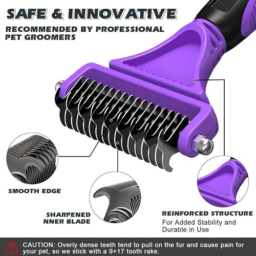3PCS Pet Grooming Rake & Metal Comb & Flea Comb - Image 2