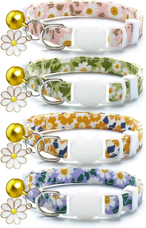 4 Pack Cotton Breakaway Cat Collar by LAFAYIspecializesinpetcollars