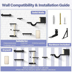 Cat Wall Shelves, Stable & Safe 6 in 1 Cat Furniture Set Black, - Image 5
