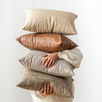 Pack of 2 Oversized Leather Pillow Cover Neutral Decorative, - Image 3