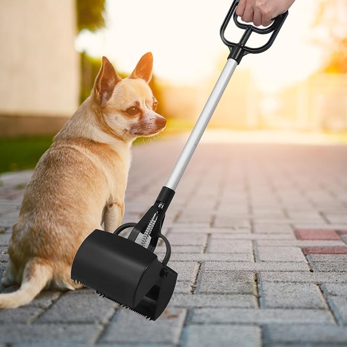 Cabilock Pet Poop Scoop Long Handle Dog Waste Picker Outdoor Cleaning Tool Black - Image 5