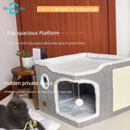 Cat Bed for Indoor Cats, Covered Cat Cave House & Furniture - Image 2