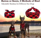 Christmas Plaid Bandana with Button, Fall Soft Cotton Triangle Dog Scarf - Image 2