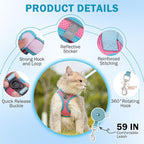 SCENEREAL Cat Harness and Leash Set Escape Proof, Adjustable Soft Air Mesh - Image 3